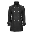 Handmade Men Gothic Coat With Double Breasted Wool Coat Army Stylish Stand Collar Coat