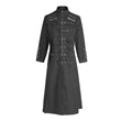 Handmade Men’s Long Gothic Coat Bondage Uniform Style with Rivets & Straps