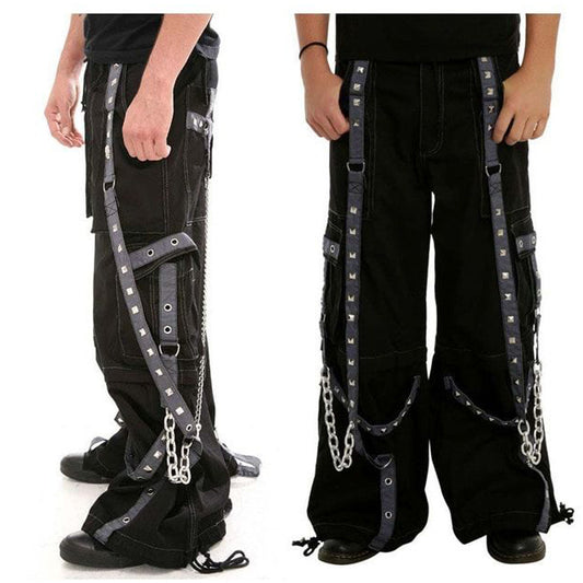 Men Gothic Pant Baggy Bondage Trouser Cyber Punk Short Punk | Cargo Trousers - Alternative Gothic Dark Wear | Embrace Dark Aesthetic Men & Women Gothic Clothing