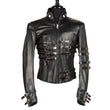 MJ Hot Leather Jacket Military Style Gothic Jacket - Alternative Gothic Dark Wear | Embrace Dark Aesthetic Men & Women Gothic Clothing