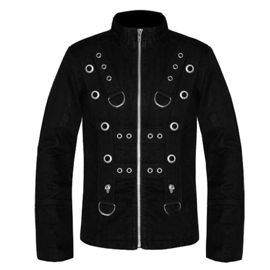Psycho Band Men Gothic bondage Jacket Punk Heavy Metal Bondo Jacket Coat - Alternative Gothic Dark Wear | Embrace Dark Aesthetic Men & Women Gothic Clothing