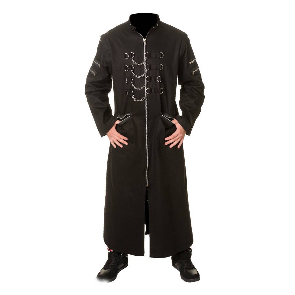 Handmade Men Long Coat Ankle Length Trench Coat Punk Emo Rock Christmas Coat
