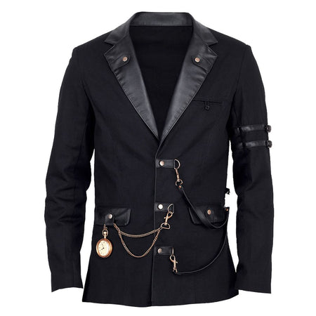 Vintage Goth Steampunk Jacket Men Black Gothic black jacket