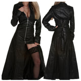 New Fashion Front Zipper Black Long Coat Women Gothic Long Coat Genuine Leather Coat - Alternative Gothic Dark Wear | Embrace Dark Aesthetic Men & Women Gothic Clothing