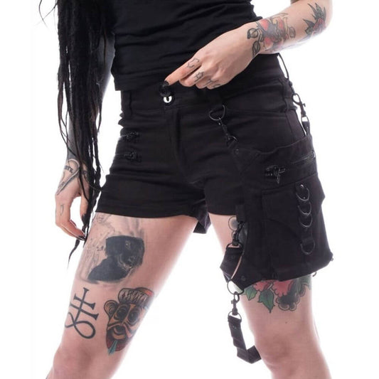 Women Gothic Steampunk Style Shorts Mini Skirt and Badass Babes Design for a Bold Alternative Look