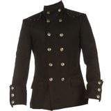 Top Smart Trench Gothic Military Black Coat Men Black Cotton Military Coat