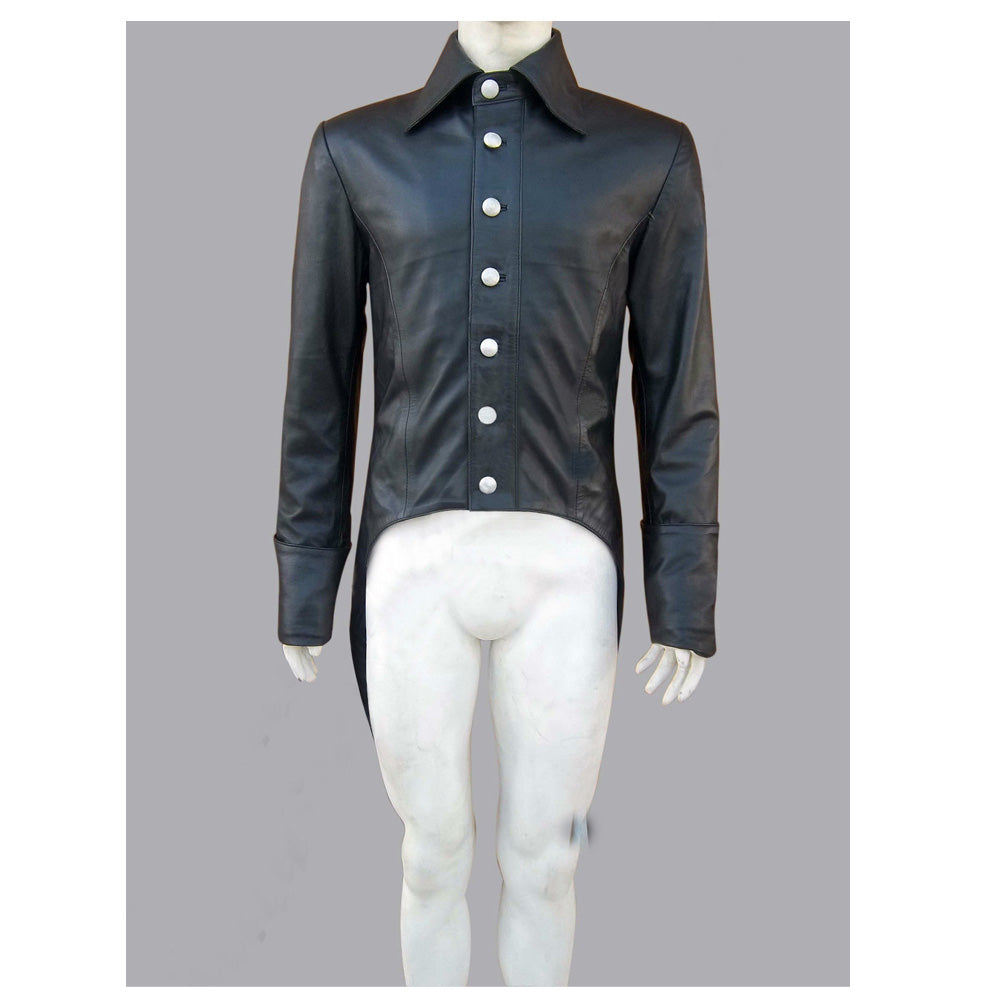 Steampunk Gothic Vintage Men Gothic Genuine Leather Tailcoat - Alternative Gothic Dark Wear | Embrace Dark Aesthetic Men & Women Gothic Clothing