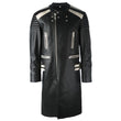 Handmade Men Genuine Leather Biker Coat Cowboy Long Coat Runway Look Coat