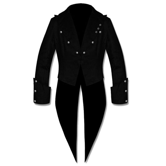 Handmade Men Gothic Twill Swallowtail Jacket Cotton Tailcoat Steampunk Goth Victorian Coat