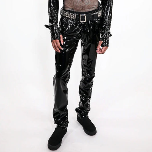 Men Gothic Pant Skinny PVC Vinyl Stretch Jeans Pant - Alternative Gothic Dark Wear | Embrace Dark Aesthetic Men & Women Gothic Clothing