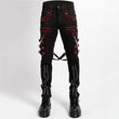 Men Gothic Pant Trippe Band Pant Black and Red Trims Pants Emo Punk Pant - Alternative Gothic Dark Wear | Embrace Dark Aesthetic Men & Women Gothic Clothing