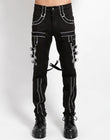 Handmade Men Gothic Pant Trippe Band Pant Black and White Trims Pants Emo Punk Pant - Alternative Gothic Dark Wear | Embrace Dark Aesthetic Men & Women Gothic Clothing