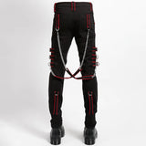 Men Gothic Pant Trippe Band Pant Black and Red Trims Pants Emo Punk Pant - Alternative Gothic Dark Wear | Embrace Dark Aesthetic Men & Women Gothic Clothing