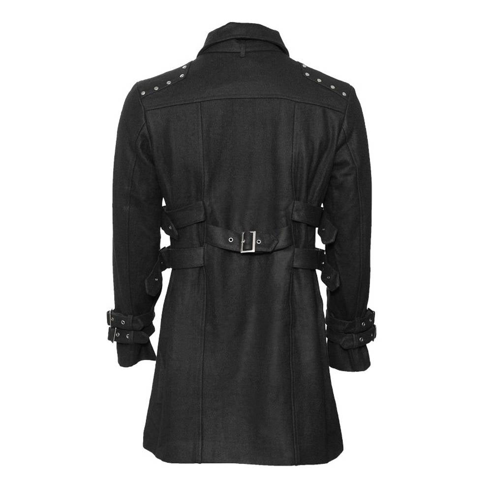 Handmade Men Gothic Coat With Double Breasted Wool Coat Army Stylish Stand Collar Coat