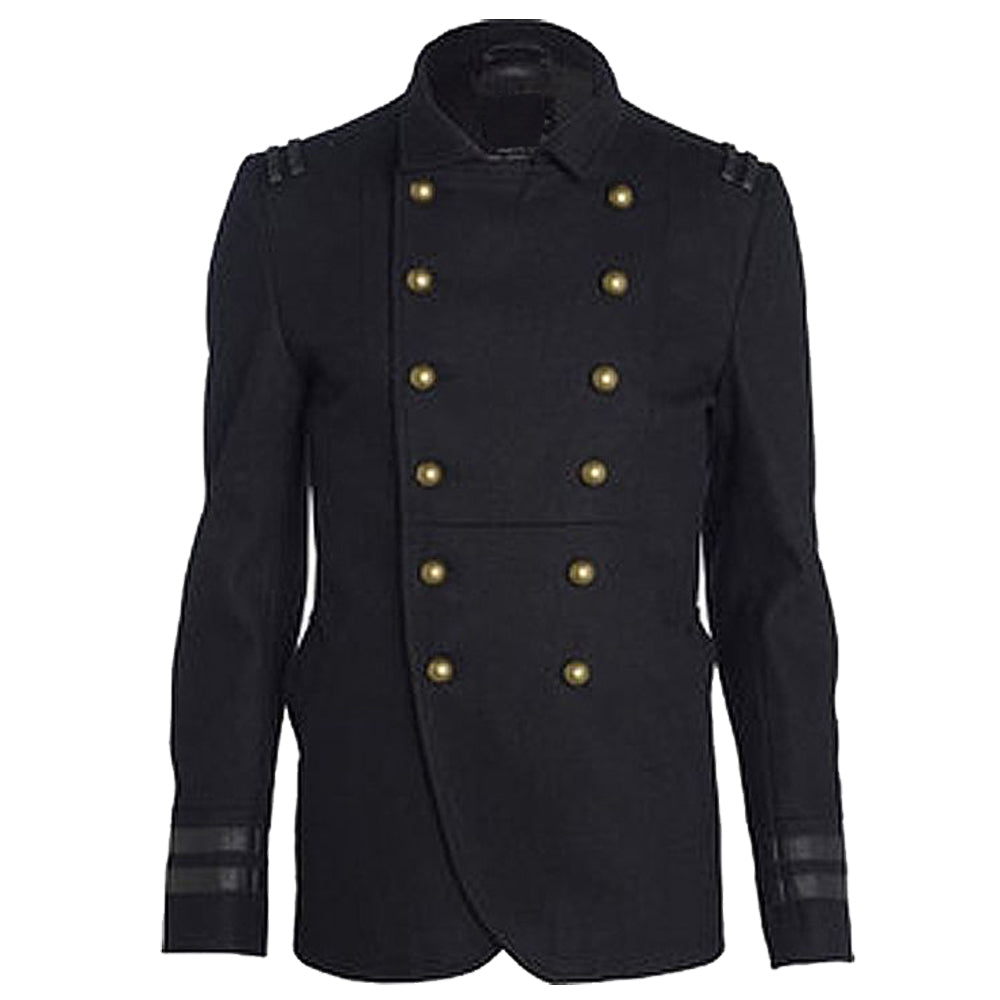 Men Military Wool Coat Gothic Style Golden Buttons Coat For Men Handmade