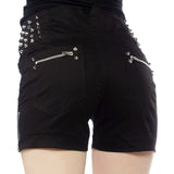 Women Gothic Punk Rock Shorts Spiked with Zippers and Gothic Skirt Style - Alternative Gothic Dark Wear | Embrace Dark Aesthetic Men & Women Gothic Clothing