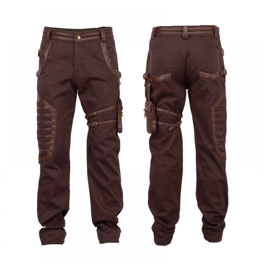 Men Gothic Pant Steampunk Dystonia Brown Trouser For Sale - Alternative Gothic Dark Wear | Embrace Dark Aesthetic Men & Women Gothic Clothing